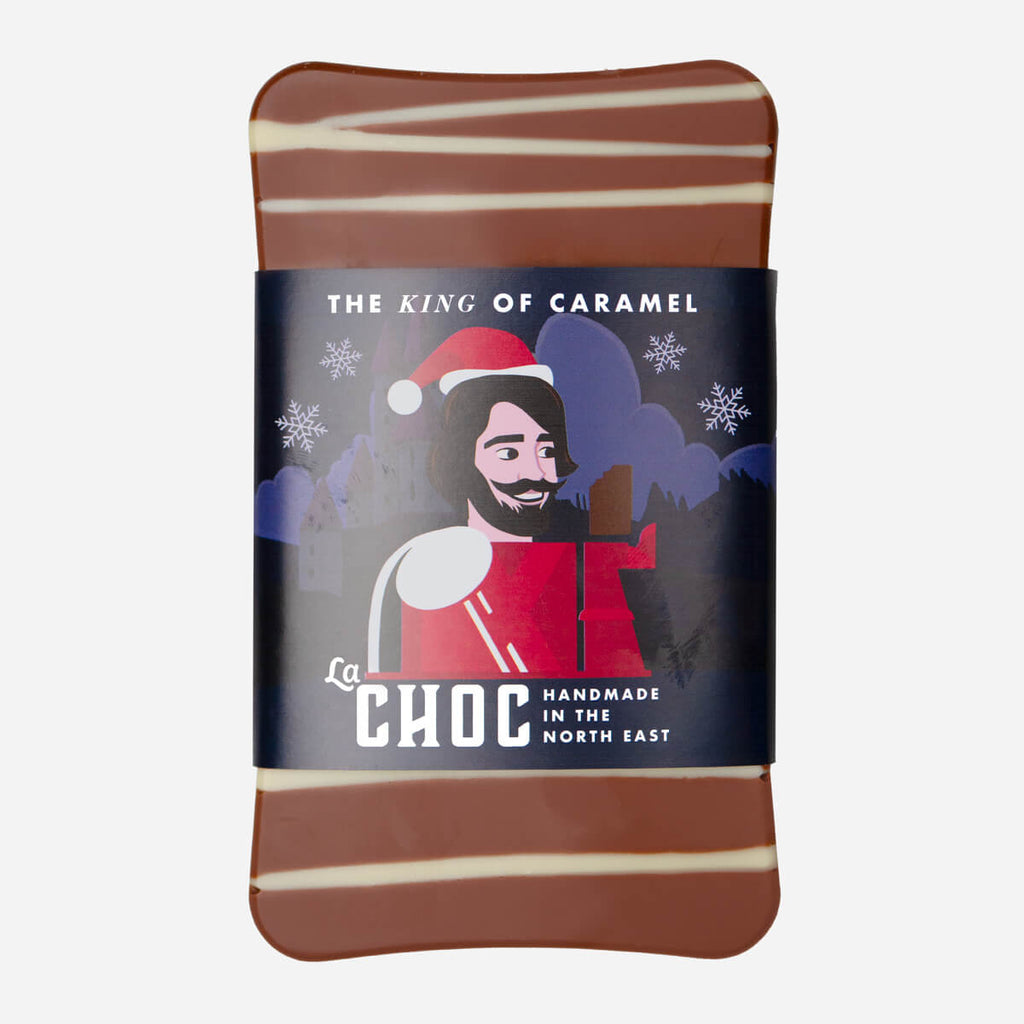 King of Caramel Milk Chocolate Bar with Holiday Design - Handmade Artisan Chocolate
